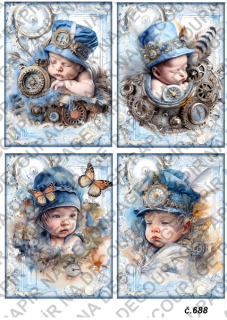 Rýžový papír A4 pro tvoření - Steampunk baby - KB688