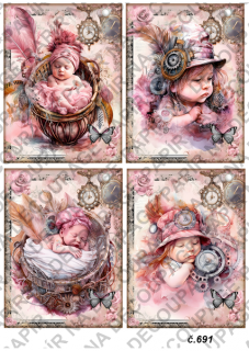 Rýžový papír A4 pro tvoření - Steampunk baby - KB691