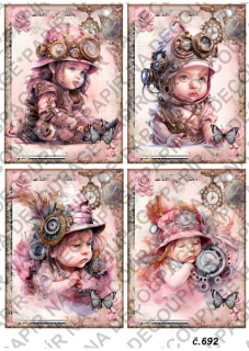 Rýžový papír A4 pro tvoření - Steampunk baby - KB692