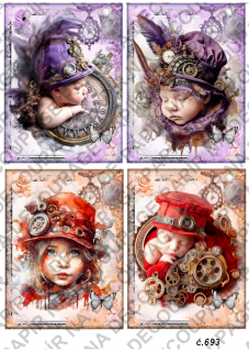 Rýžový papír A4 pro tvoření - Steampunk baby - KB693