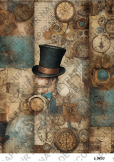 Rýžový papír A4 pro tvoření - Steampunk man - KB453