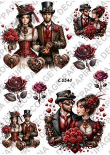 Rýžový papír A4 pro tvoření - Steampunk Valentine - KB544