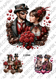 Rýžový papír A4 pro tvoření - Steampunk Valentine - KB546
