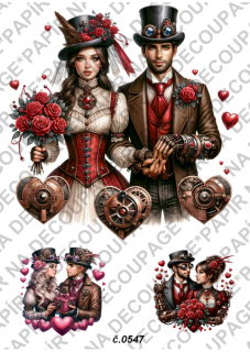 Rýžový papír A4 pro tvoření - Steampunk Valentine - KB547