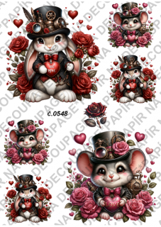 Rýžový papír A4 pro tvoření - Steampunk Valentine - KB548