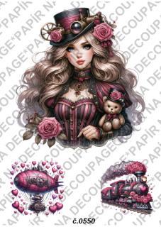 Rýžový papír A4 pro tvoření - Steampunk Valentine - KB550