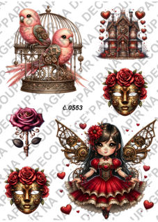Rýžový papír A4 pro tvoření - Steampunk Valentine - KB553