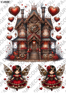 Rýžový papír A4 pro tvoření - Steampunk Valentine - KB555