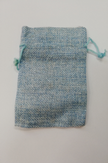 sáček jutový světle modrý 9x7 cm