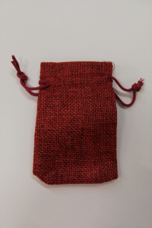 sáček jutový tmavě červený 9x7 cm