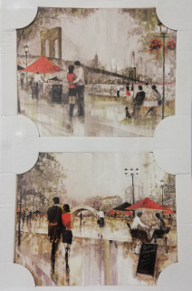 Sada 2x obraz na desce 24 x 30 cm - Milenci