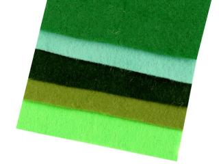 Sada barevné dekorační plsti 10 x 46 cm - 150g/m2 - mix zelený