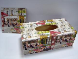 Sada - dřevěná krabička a obrázek - Kavárna