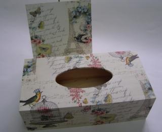 Sada - dřevěná krabička a obrázek - Ptačí klec a Paříž