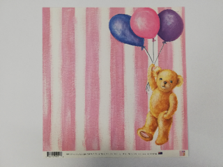 Scrapbooking papír 30x30 cm - Růžový medvídek