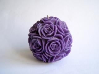 Svíčka vonná  - 9 x 8 cm - koule růže  - fialová