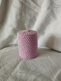 Svíčka vonná z palmového vosku č.39-1- perly válec růžový