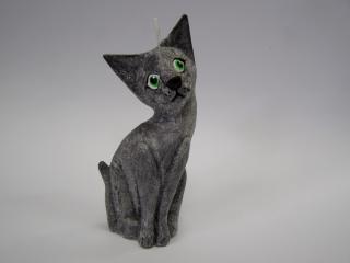 Svíčka vonná z palmového vosku - Kočka 15 cm - černá