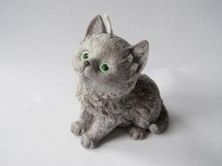 Svíčka vonná z palmového vosku - Kočka 9 cm - šedá