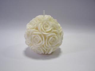Svíčka vonná z palmového vosku - Koule růže - bílá