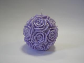 Svíčka vonná z palmového vosku - Koule růže - fialová