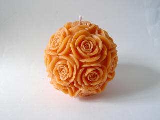 Svíčka vonná z palmového vosku - Koule růže - oranžová