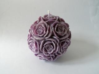 Svíčka vonná z palmového vosku - Koule růže - tmavě fialová