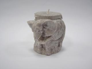 Svíčka vonná z palmového vosku - Sloni - sv. hnědá
