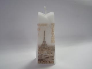 Svíčka z parafínového vosku zdobená - Trapézový oblouk - Paris hnědá
