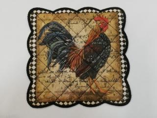 Textilní prostírání na stůl čtverec 18,5 cm - černé - kohout 1