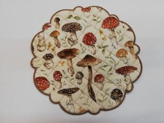 Textilní prostírání na stůl kulaté 30cm - hnědé - velké houby