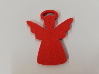 Vánoční ozdoba andílek - výtisk 3D - 5 x 4 cm - červená