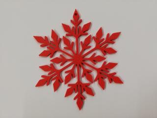 Vánoční ozdoba vločka - výtisk 3D - 11cm - červená