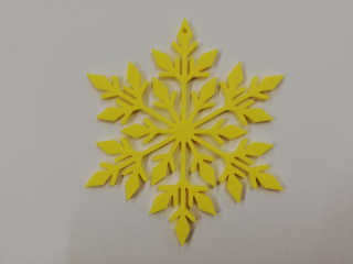 Vánoční ozdoba vločka - výtisk 3D - 11cm - žlutá