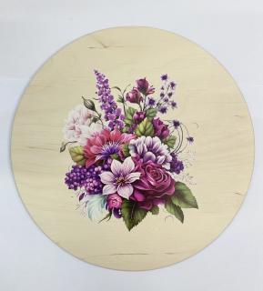 Víko s otvorem - kruh 10 cm - Fialové květy