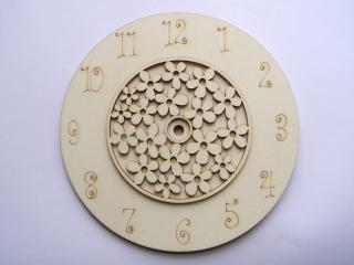 Výřez hodiny - Kytičkový vzor - 20 cm