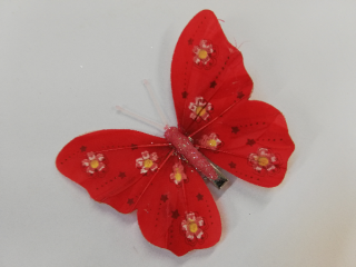 Závěsná dekorace na klip motýl 12cm - červený