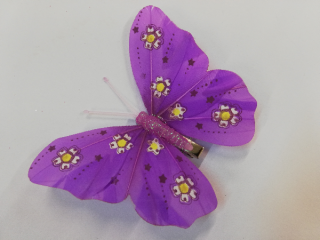 Závěsná dekorace na klip motýl 12cm - fialový