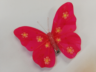 Závěsná dekorace na klip motýl 12cm - fuchsiový