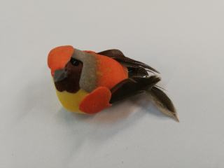 Závěsná dekorace na klip ptáček 5cm - oranžový/ šedý/ žlutý