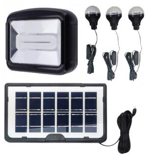 4W/6V/15 Solární přenosné osvětlení 3x LED žárovka powerbanka (Solární nabíječka a osvětlení )