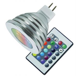 Barevná LED žárovka MR16 12V 3W s dálkovým ovladačem (LED žárovka multicolor s dálkovým ovládáním)
