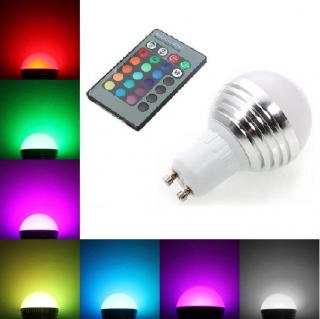 LED Žárovka 3W kulatá GU10 RGB