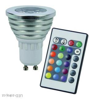 LED žárovka RGB GU10 3W (Barevná LED žárovka GU10 s dálkovým ovládáním)