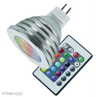 LED žárovka RGB MR16 12V 3W (LED žárovka multicolor s dálkovým ovládáním)