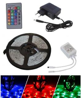 Light LED pásek 3528 280LED/5metrů IP65 24W RGB, komplet (LED pásek multicolor 5 metrů komplet )