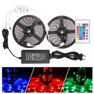 Light LED pásek 3528 60LED/m IP65 4.8W/m RGB, 10metrů, komplet (LED pásek multicolor 10 metrů komplet)