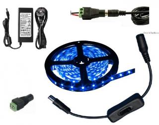 Light LED pásek 5050 60LED/m IP65 14.4W/m modrá, 5 metrů, komplet s vypánačem (LED pásek komplet 5050 72W 5 metrů)
