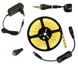 Light LED pásek 5050 60LED/m IP65 14.4W/m teplá bílá, 2 metry, komplet vypínač (LED pásek 2 metry SMD 5050 28W komplet)