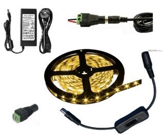 Light LED pásek 5050 60LED/m IP65 14.4W/m teplá bílá, 5 metrů, komplet vypínač (LED pásek komplet 5050 72W 5 metrů)